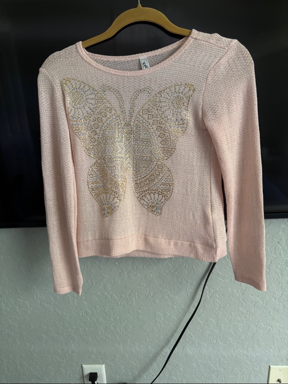 Knitworks Pink Sweater with Gold Butterfly